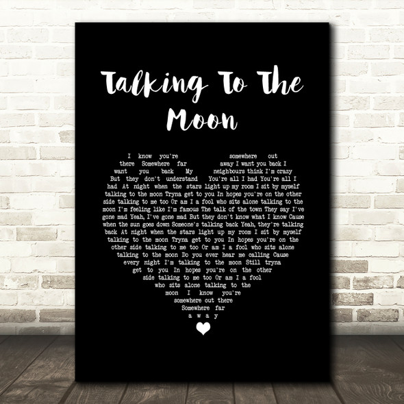 Bruno Mars Talking To The Moon Black Heart Song Lyric Quote Music Print