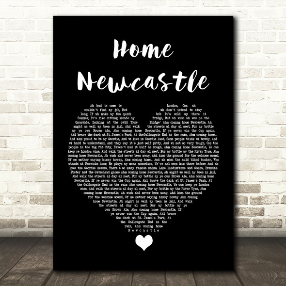 Busker Home Newcastle Black Heart Song Lyric Quote Music Print