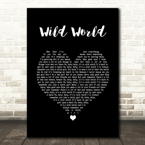 Cat Stevens Wild World Black Heart Song Lyric Quote Music Print