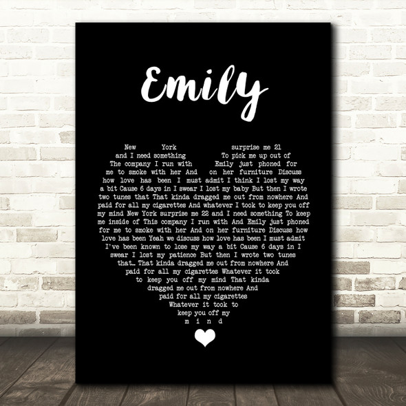 Catfish And The Bottlemen Emily Black Heart Song Lyric Quote Music Print