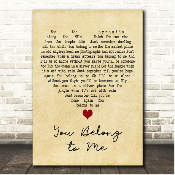 Jason Wade You Belong to Me Vintage Heart Song Lyric Print