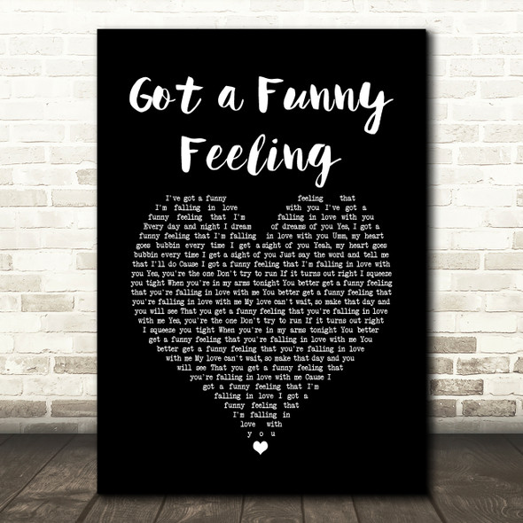 Cliff Richard Got a Funny Feeling Black Heart Song Lyric Quote Music Print