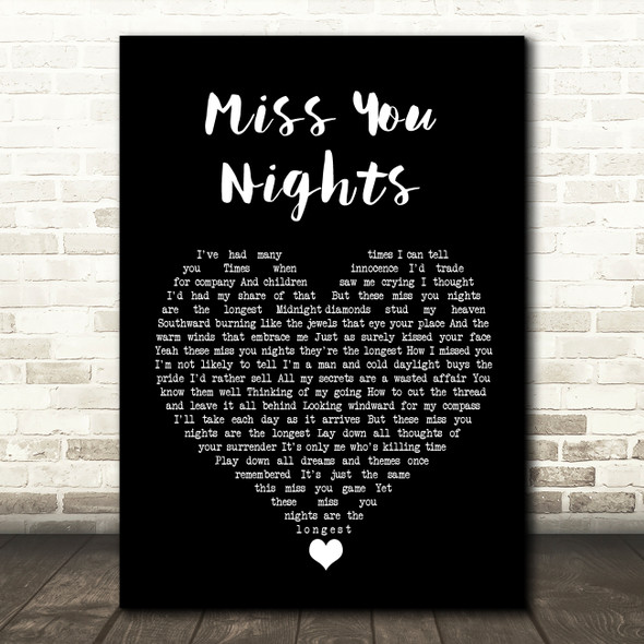 Cliff Richard Miss You Nights Black Heart Song Lyric Quote Music Print