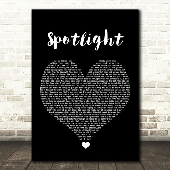 Dappy Spotlight Black Heart Song Lyric Quote Music Print