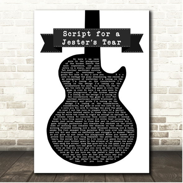 Marillion Script for a Jesters Tear Black & White Guitar Song Lyric Print