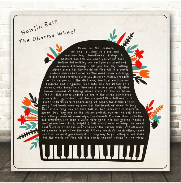 Howlin Rain The Dharma Wheel Floral Piano Square Song Lyric Print