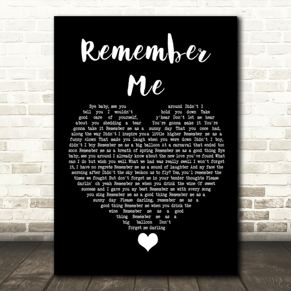 Diana Ross Remember Me Black Heart Song Lyric Quote Music Print