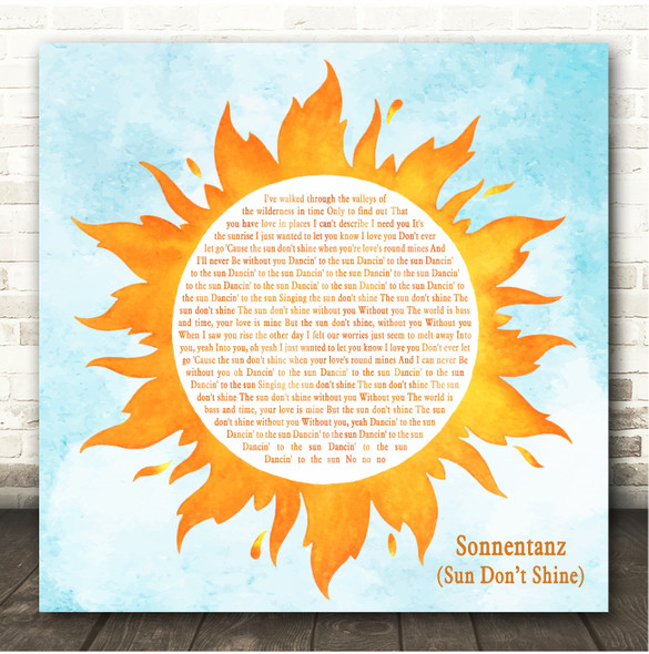 Klangkarussell Featuring Will Heard Sonnentanz (Sun Dont Shine) Watercolour Sun Sunshine Song Lyric Print