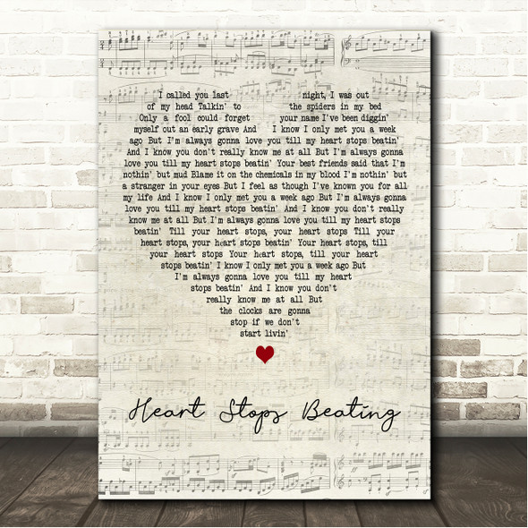 Callum Beattie Heart Stops Beating Script Heart Song Lyric Wall Art Print