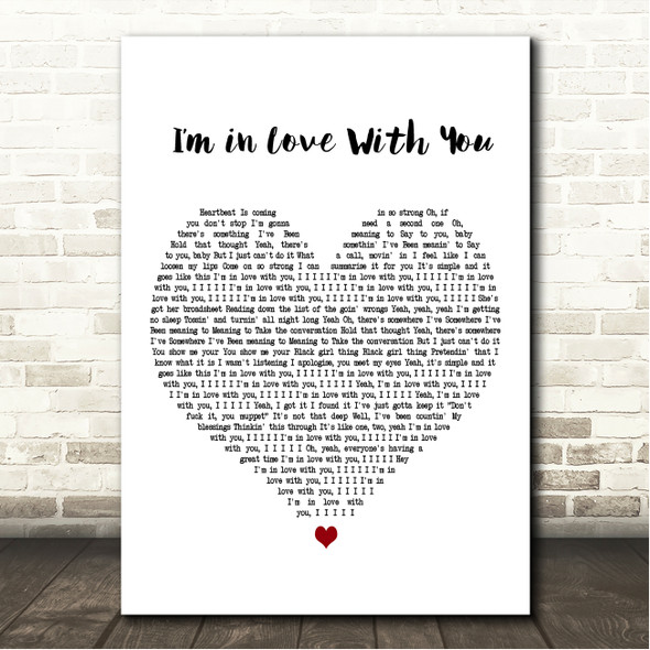 The 1975 Im in Love With You White Heart Song Lyric Wall Art Print