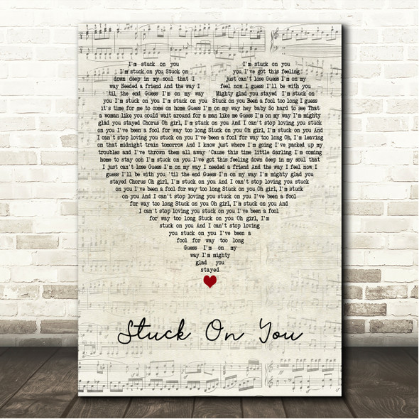 3T Stuck On You Script Heart Song Lyric Wall Art Print