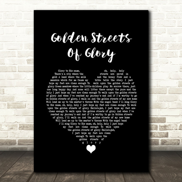 Dolly Parton Golden Streets Of Glory Black Heart Song Lyric Quote Music Print