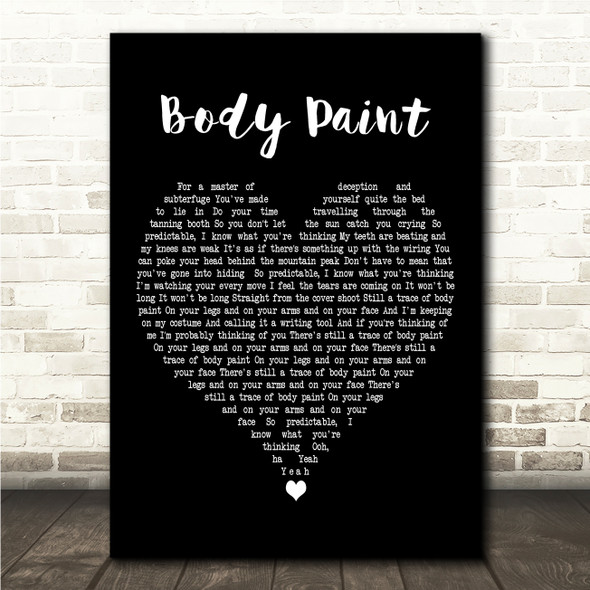 Arctic Monkeys Body Paint Black Heart Song Lyric Wall Art Print