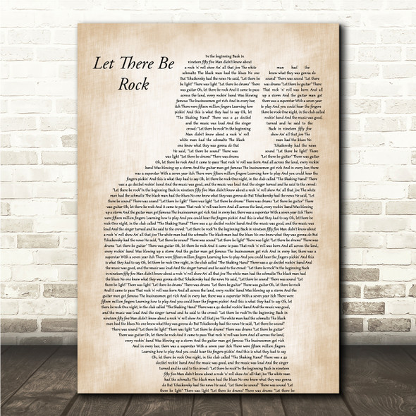 AC DC Let There Be Rock Father & Baby Song Lyric Wall Art Print