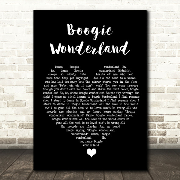 Earth, Wind And Fire Boogie Wonderland Black Heart Song Lyric Quote Music Print