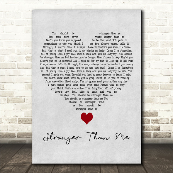 Amy Winehouse Stronger Than Me Grey Heart Song Lyric Wall Art Print