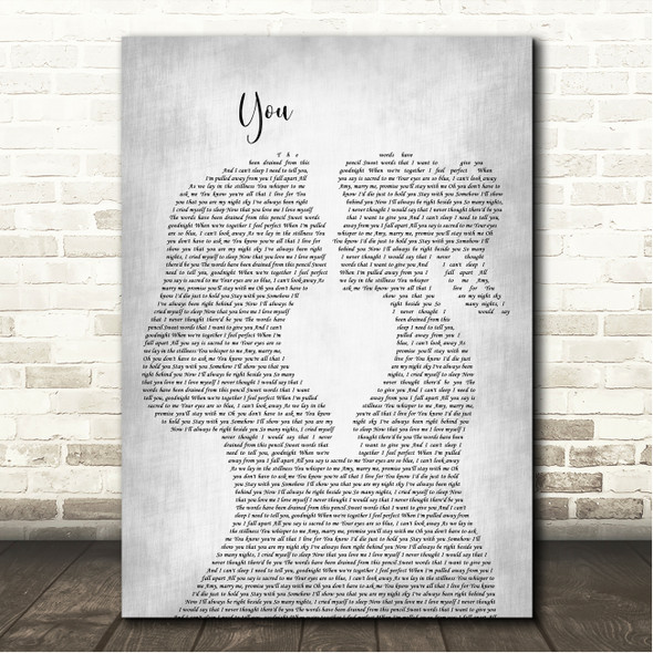 Amy Lee You Lesbian Women Gay Brides Couple Wedding Grey Song Lyric Wall Art Print