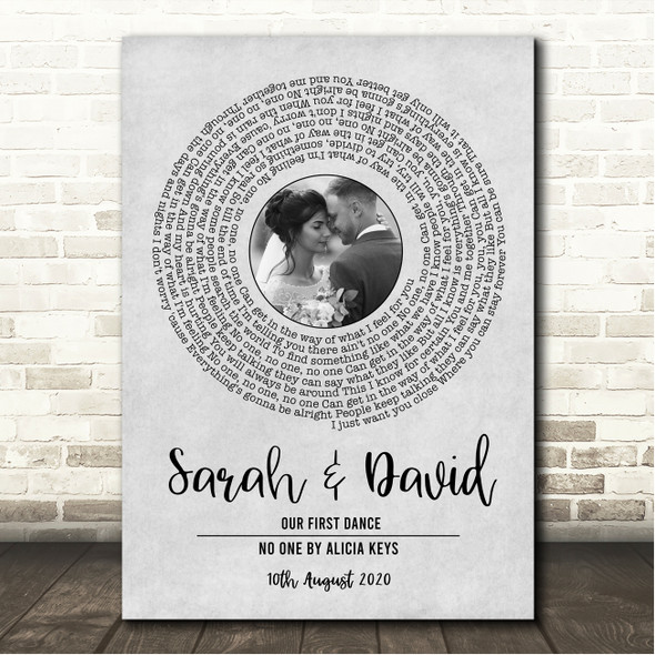 Alicia Keys No One Grey Vinyl Record Wedding First Dance Photo Song Lyric Wall Art Print