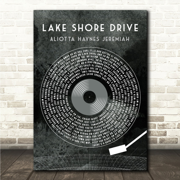 Aliotta Haynes Jeremiah Lake Shore Drive Grunge Grey Vinyl Record Song Lyric Wall Art Print