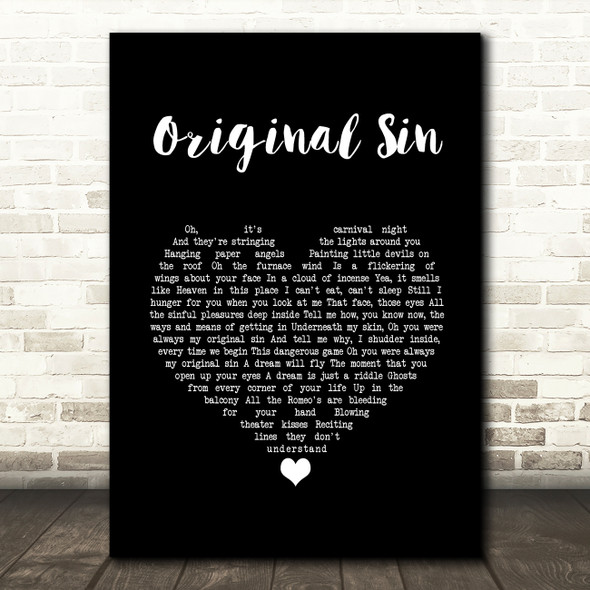 Elton John Original Sin Black Heart Song Lyric Quote Music Print