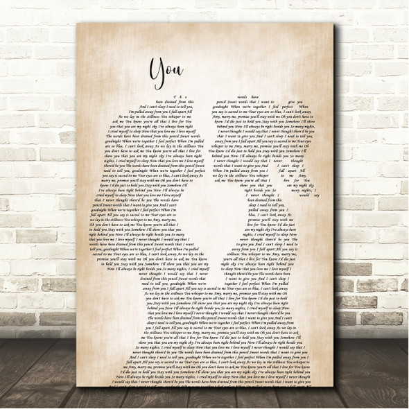 Amy Lee You Lesbian Women Gay Brides Couple Wedding Song Lyric Wall Art Print