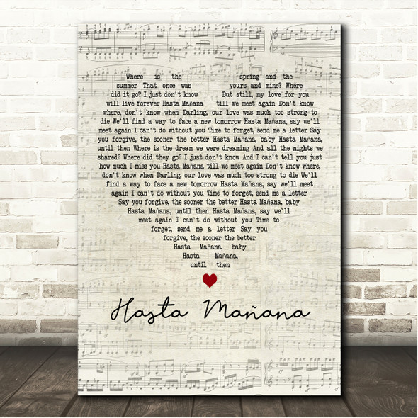 ABBA Hasta Mañana Script Heart Song Lyric Wall Art Print