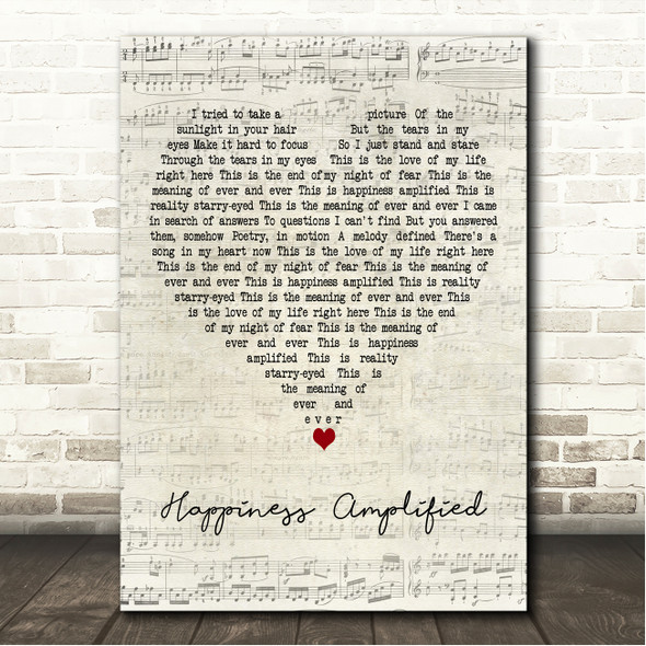 Above & Beyond Happiness Amplified Script Heart Song Lyric Wall Art Print