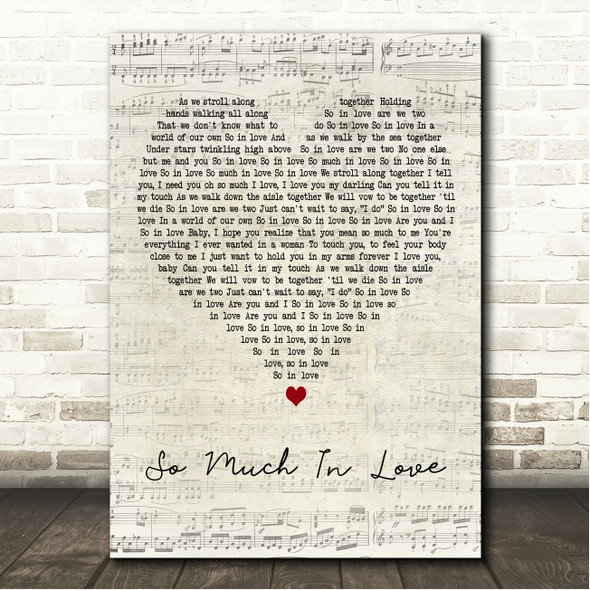 All 4 one So Much In Love Script Heart Song Lyric Wall Art Print