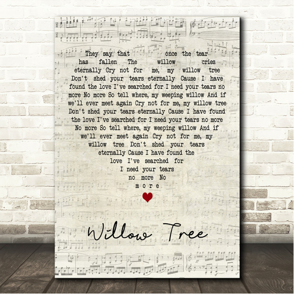 Alton Ellis Willow Tree Script Heart Song Lyric Wall Art Print