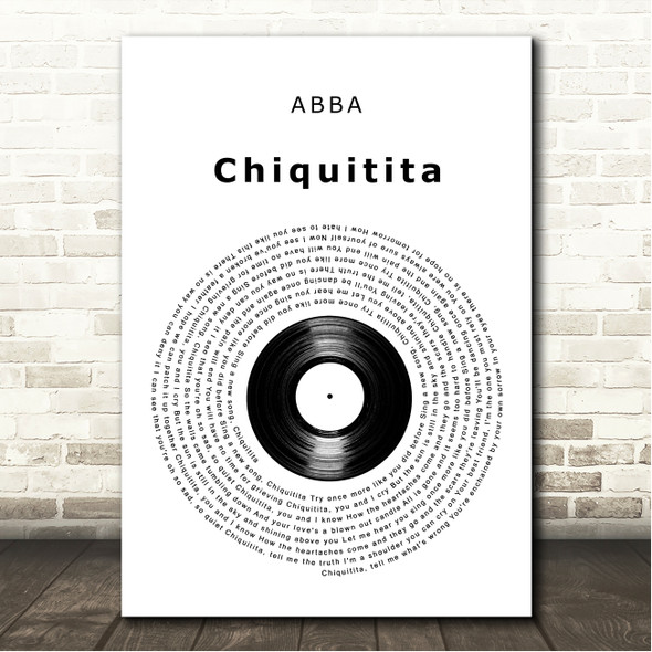 ABBA Chiquitita Vinyl Record Song Lyric Wall Art Print