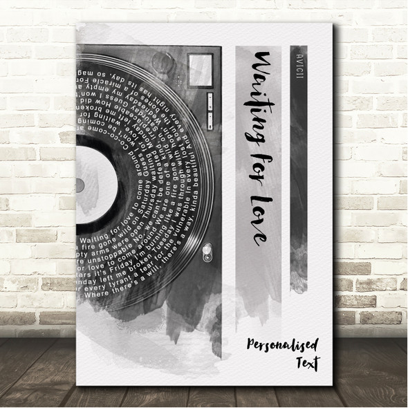 Avicii Waiting for Love Vinyl Record Half Lyrics Black Grey Song Lyric Wall Art Print