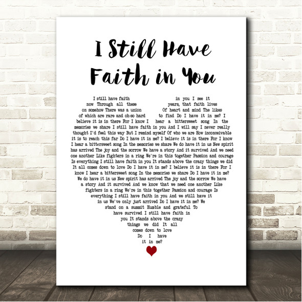 ABBA I Still Have Faith in You White Heart Song Lyric Wall Art Print