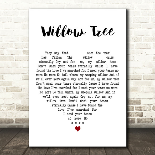 Alton Ellis Willow Tree White Heart Song Lyric Wall Art Print