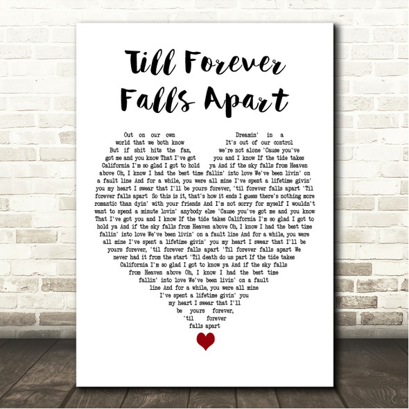 Ashe & FINNEAS Till Forever Falls Apart White Heart Song Lyric Wall Art Print