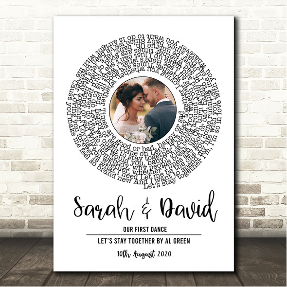 Al Green Let's Stay Together White Vinyl Record Wedding First Dance Photo Song Lyric Wall Art Print