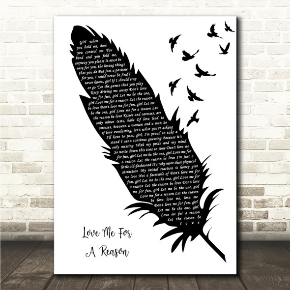 Boyzone Love Me For A Reason Black & White Feather & Birds Song Lyric Wall Art Print