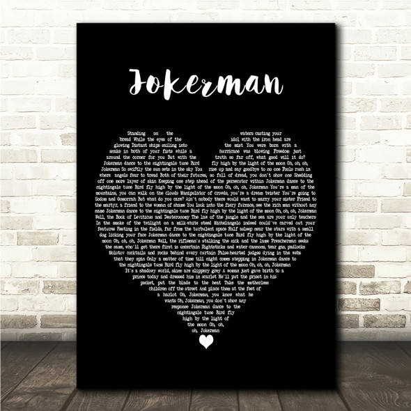 Bob Dylan Jokerman Black Heart Song Lyric Wall Art Print