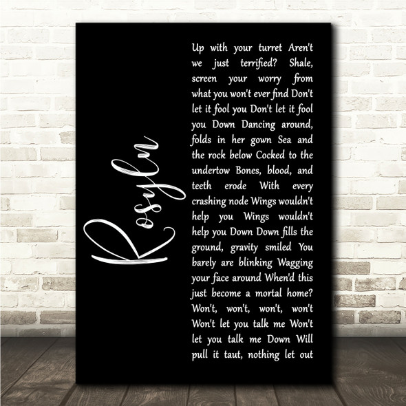 Bon Iver & St. Vincent Rosyln Black Script Song Lyric Wall Art Print