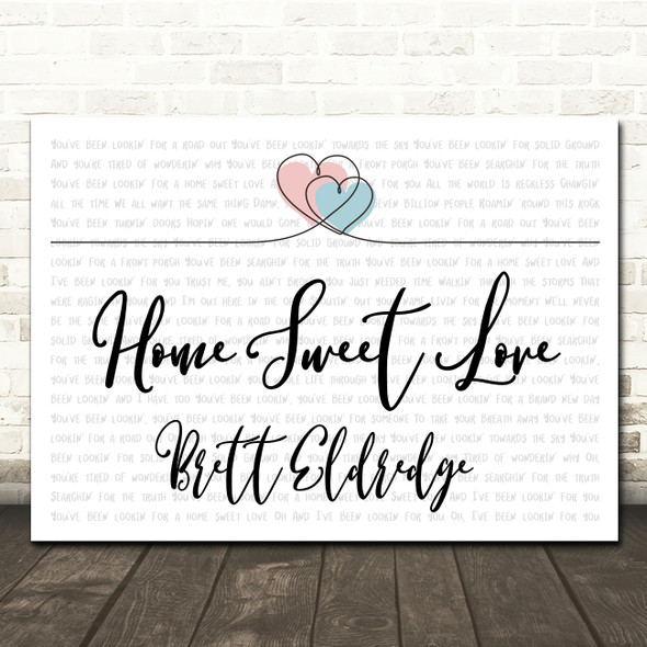 Brett Eldredge Home Sweet Love Entwined Hearts Line Art Song Lyric Wall Art Canvas Framed Print