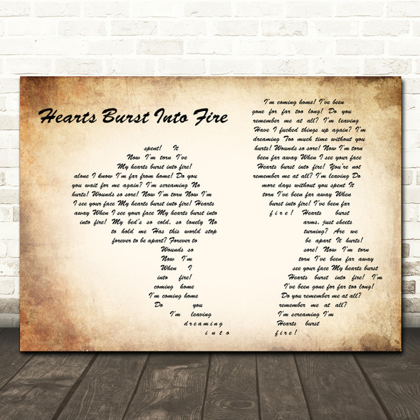 Bullet For My Valentine Hearts Burst Into Fire Man Lady Couple Song Lyric Wall Art Canvas Framed Print