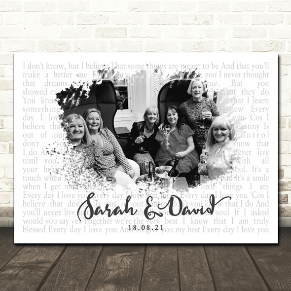 Boyzone Every Day I Love You Landscape Smudge White Grey Wedding Photo Song Lyric Wall Art Canvas Framed Print