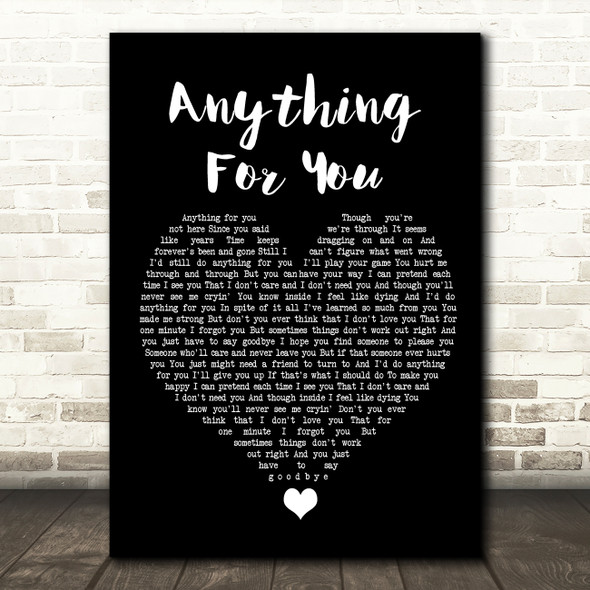 Gloria Estefan Anything For You Black Heart Song Lyric Quote Music Print