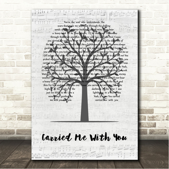 Brandi Carlile Carried Me With You Music Script Tree Song Lyric Wall Art Canvas Framed Print