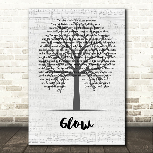 Brett Eldredge Glow Music Script Tree Song Lyric Wall Art Canvas Framed Print