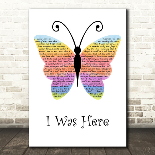 Beyonce I Was Here Rainbow Butterfly Song Lyric Wall Art Canvas Framed Print