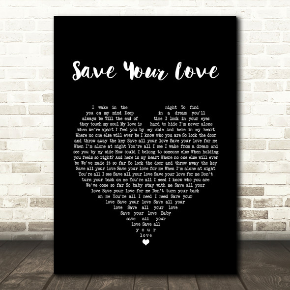 Great White Save Your Love Black Heart Song Lyric Quote Music Print