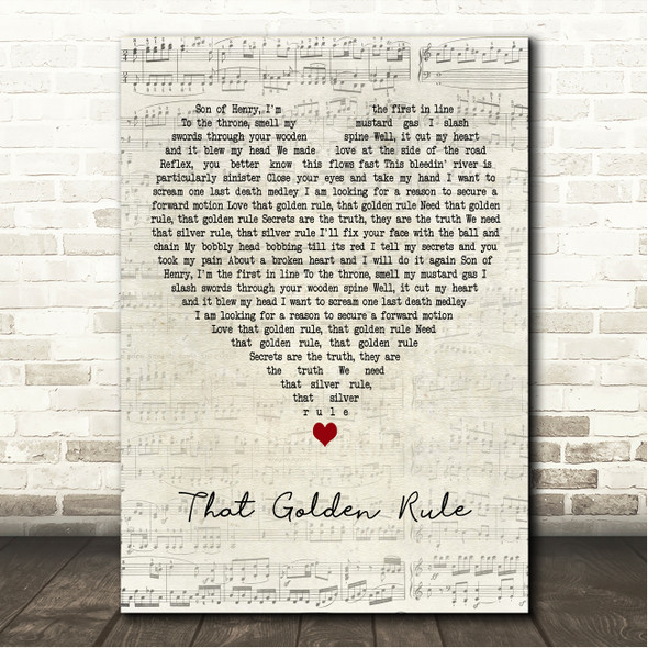 Biffy Clyro That Golden Rule Script Heart Song Lyric Wall Art Canvas Framed Print