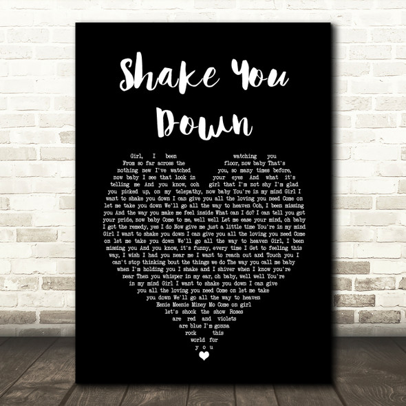 Gregory Abbott Shake You Down Black Heart Song Lyric Quote Music Print