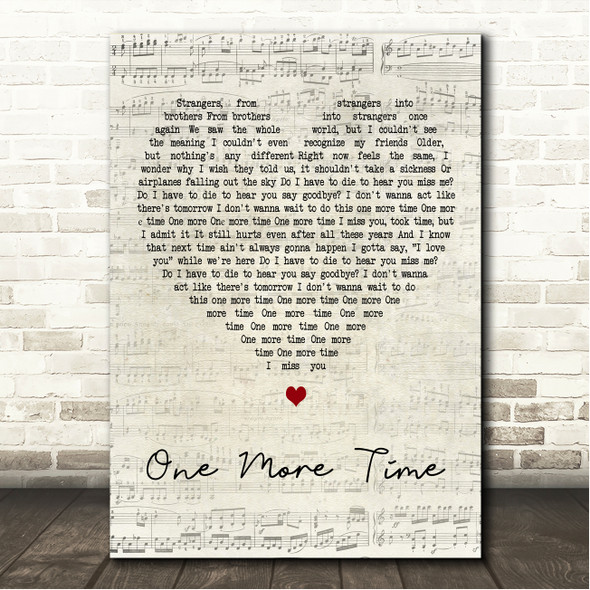 Blink 182 ONE MORE TIME Script Heart Song Lyric Wall Art Canvas Framed Print