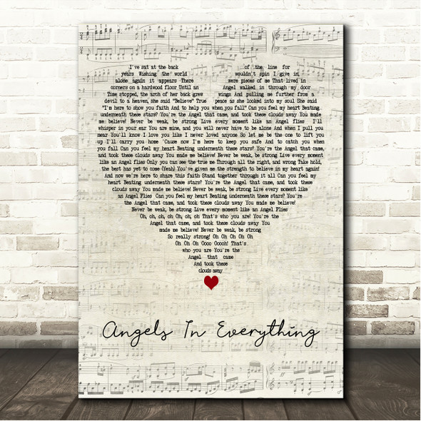 Blue October Angels In Everything Script Heart Song Lyric Wall Art Canvas Framed Print